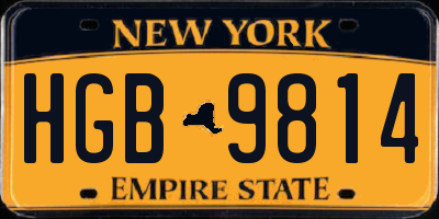 NY license plate HGB9814