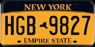 NY license plate HGB9827
