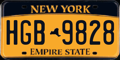 NY license plate HGB9828