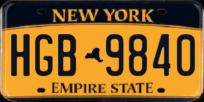 NY license plate HGB9840