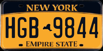 NY license plate HGB9844