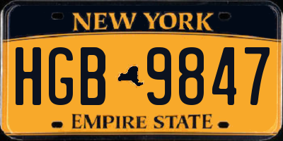 NY license plate HGB9847