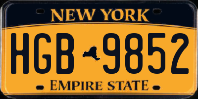 NY license plate HGB9852
