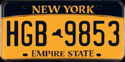 NY license plate HGB9853