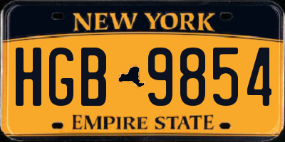 NY license plate HGB9854