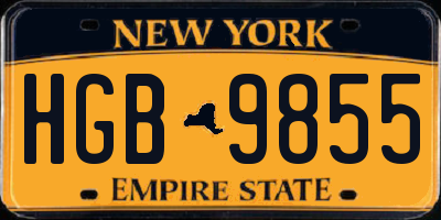 NY license plate HGB9855