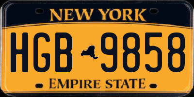 NY license plate HGB9858
