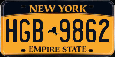 NY license plate HGB9862