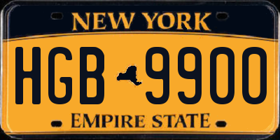 NY license plate HGB9900