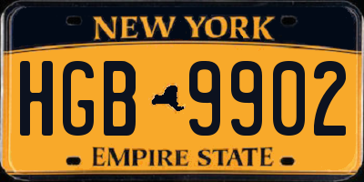 NY license plate HGB9902