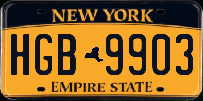 NY license plate HGB9903