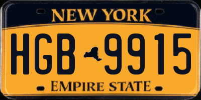 NY license plate HGB9915