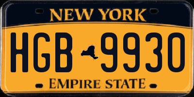 NY license plate HGB9930