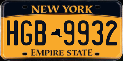 NY license plate HGB9932