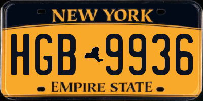 NY license plate HGB9936