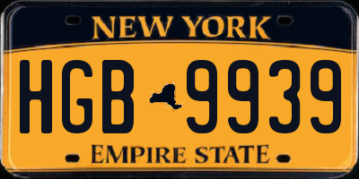 NY license plate HGB9939