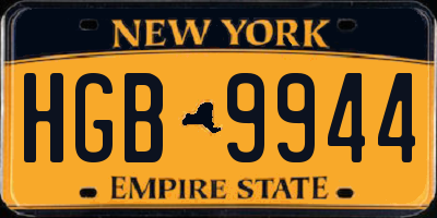 NY license plate HGB9944