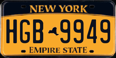 NY license plate HGB9949