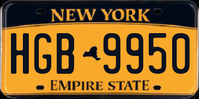 NY license plate HGB9950