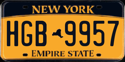 NY license plate HGB9957