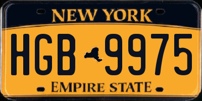 NY license plate HGB9975