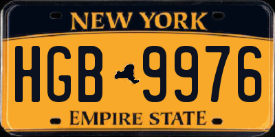 NY license plate HGB9976