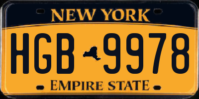 NY license plate HGB9978