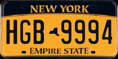 NY license plate HGB9994