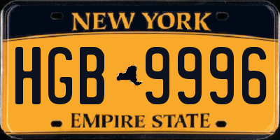 NY license plate HGB9996