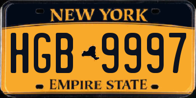 NY license plate HGB9997