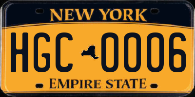 NY license plate HGC0006