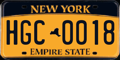 NY license plate HGC0018