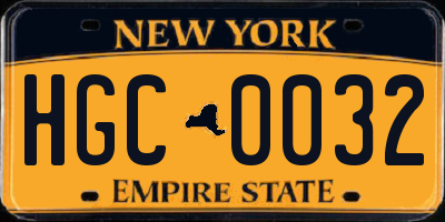 NY license plate HGC0032