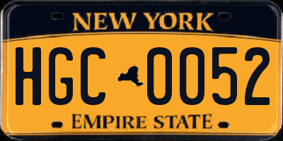 NY license plate HGC0052