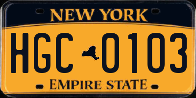 NY license plate HGC0103