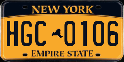 NY license plate HGC0106
