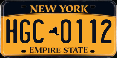 NY license plate HGC0112