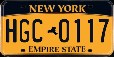 NY license plate HGC0117