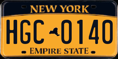 NY license plate HGC0140