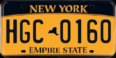 NY license plate HGC0160