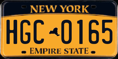NY license plate HGC0165