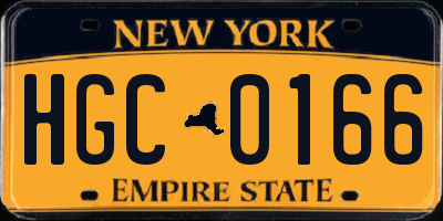 NY license plate HGC0166