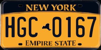 NY license plate HGC0167