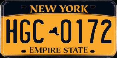 NY license plate HGC0172