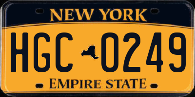 NY license plate HGC0249