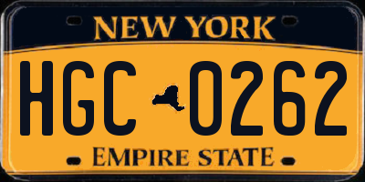 NY license plate HGC0262