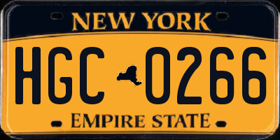 NY license plate HGC0266