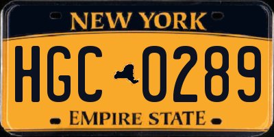 NY license plate HGC0289