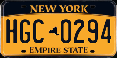 NY license plate HGC0294
