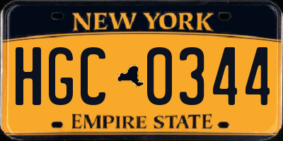 NY license plate HGC0344